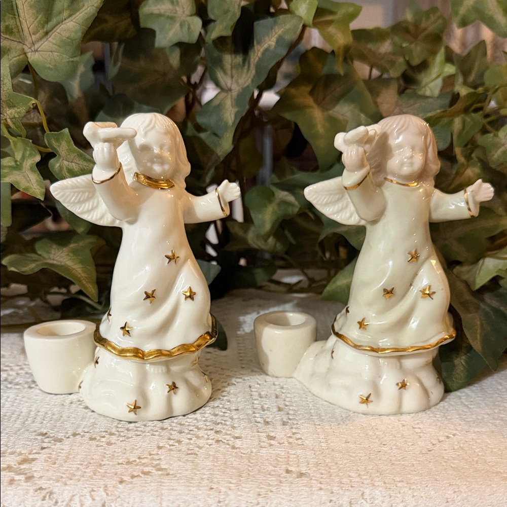 Elegant Cream Angel Candle Holders